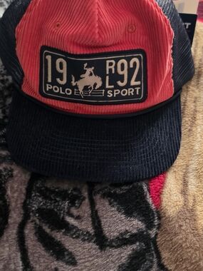 Polo by Ralph Lauren Red and Black Patterned Beanie with Tags